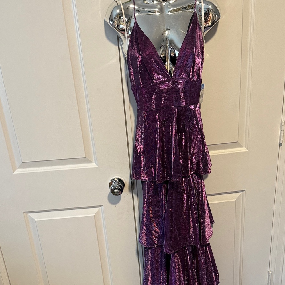 Lulu's Shimmering Purple Tiered maxi Dress size medium